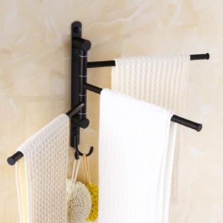 Ello&Allo Metal Towel Racks Bar Swing Hanger 3 Arm Holder Hook Wall ...