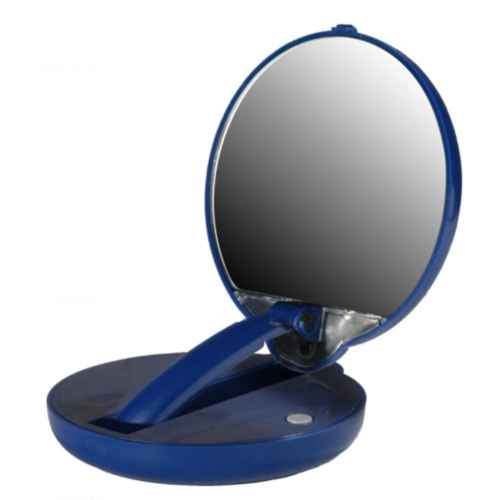 Floxite Lighted Adjustable 10X Mirror Compact in Blue Case