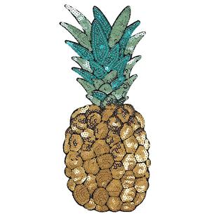 Calong2000us Fa Pineapple Embroidered Iron On Patch Sequins Diy Clothes Applique Sticker Bad
