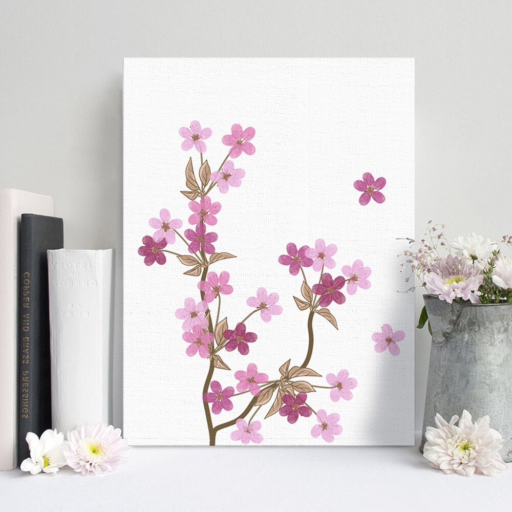 Calong2000us Fa Fp Km Art Cherry Blossom Diy Fingerprint Signature Canvas Painting Wall Ho