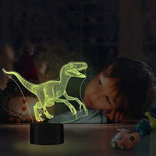 3d Plus Novelty 3d Illusion Lamps Led Velociraptor Dinosaur Night Lights Usb