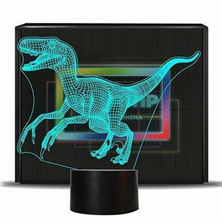 3d Plus Novelty 3d Illusion Lamps Led Velociraptor Dinosaur Night Lights Usb