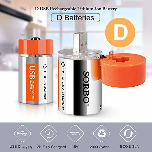 Hitrends D Cell Batteries Usb Rechargeable Lithium D 1 5v D 2 Pack