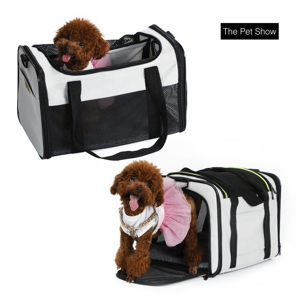 Akinerri Airline Approved Pet Carriers Soft Sided Collapsible Medium Grey