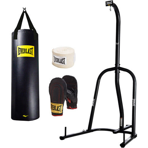 Everlast New Everlast 100 Lb Heavy Bag With Stand Kit Boxing Gloves Hand Wraps Punching