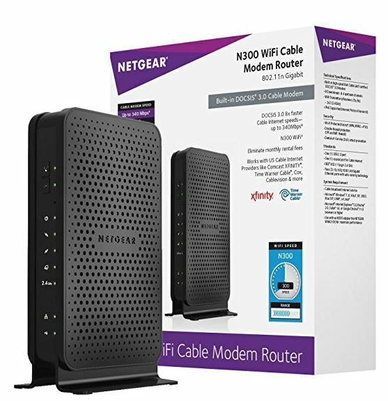 NETGEAR N300 (8x4) WiFi Cable Modem Router Combo C3000, DOCSIS 3.0 | Certified 