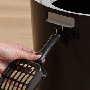 Iris Top Entry Cat Litter Box With Cat Litter Scoop Black Gray