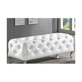 Baxton Studio Stella Crystal Tufted Modern Bench White 54 L X19