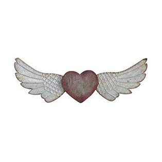 Creative Co Op Stunning Metal Wood Angel Wings Heart Wall Decor