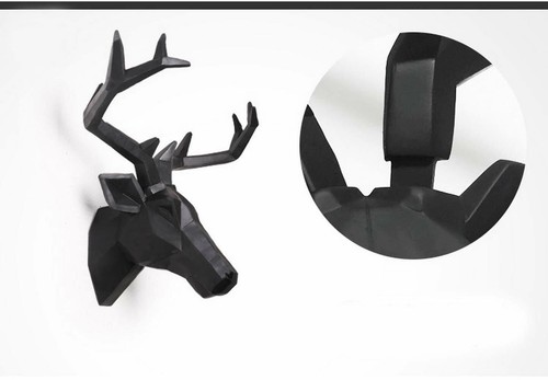 Yunno Black Faux Taxidermy Resin Deer Head In Animal Head Wall