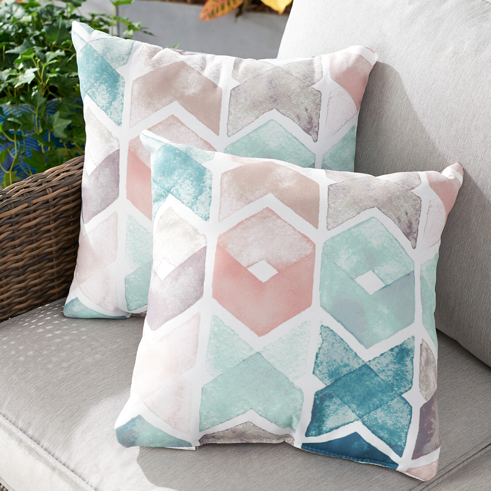 Better Homes Gardens Outdoor Toss Pillow Multi Color Chevron 2