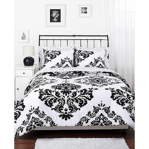 Classic Accessories Reversible Comforter Set Twin Size Black White