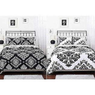 Classic Accessories Reversible Comforter Set Twin Size Black White