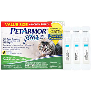 petarmor Brand New PetArmor Plus Flea & Tick Treatment for Cats, over 1.5 lbs, 6 ct