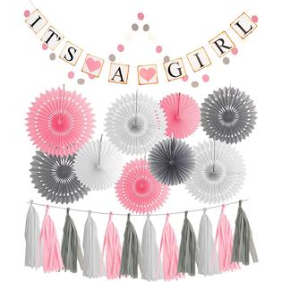 Meant2tobe Pink White Grey Baby Girl Baby Shower Decorations Grey Elephant Baby Shower Pink