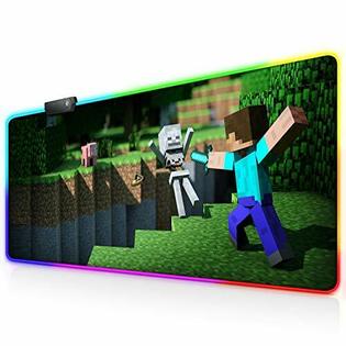 Bzseed Rgb Large Gaming Mouse Pad X Large Green Extended Led Mouse Pad 30 Minecraft