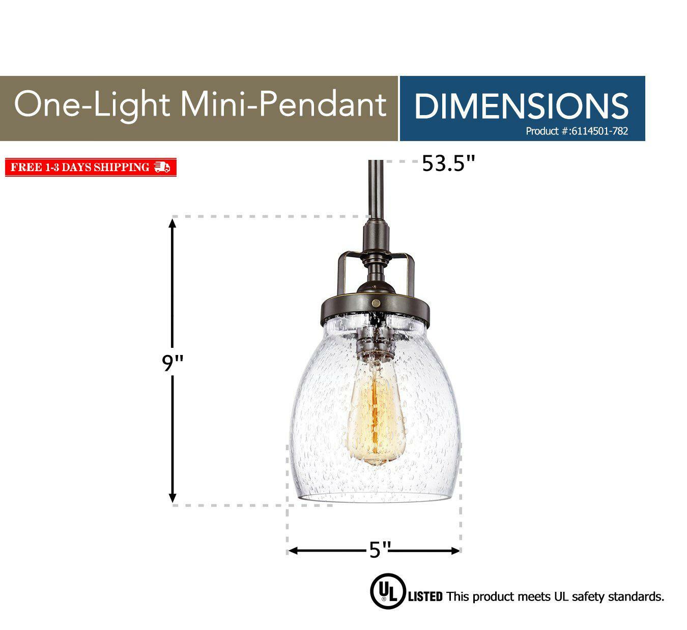 Sea Gull Lighting 6114501 782 Belton One Light Mini Pendant With 782 Belton One Light Mini Pendant