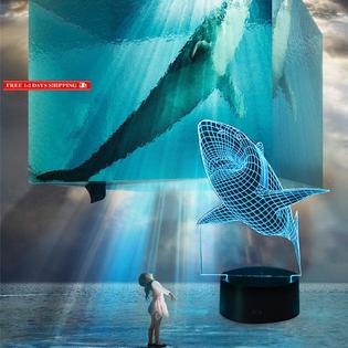 N A Yiamia 3d Shark Led Night Light Multi 7 Color Changing Touch