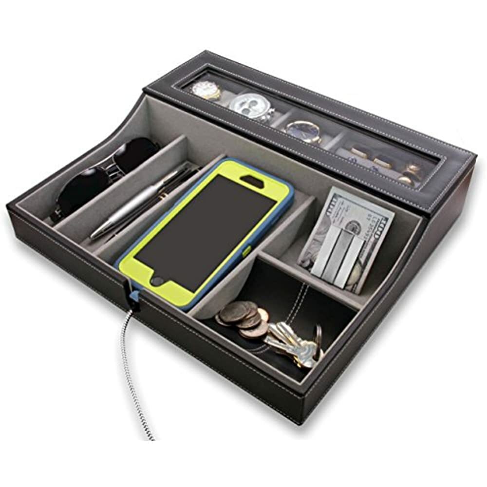 Houndsbay Navigator Big Dresser Valet Tray For Men With Watch Box
