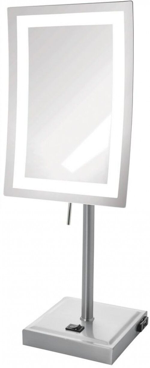 Jerdon 6.5 x 17" Home Vanity LED Magnified Lighted Tabletop Rectangular Makeup Mirror