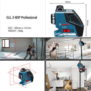 Bosch Gll3 80p Triple Plane 360 Degree Self Leveling Line Laser