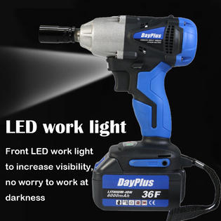 Dayplus 1/2 inch cordless impact wrench battery charger powerful 18V Brushless LED light 1 2 cordless impact wrench with battery and charger