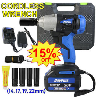 Dayplus 1/2 inch cordless impact wrench battery charger powerful 18V Brushless LED light 1 2 inch battery impact
