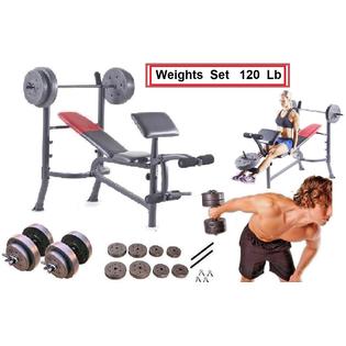 Bench Set Weight Bench With Weights Set 120 Lb Bar Press Dumbell