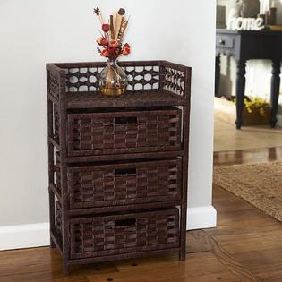 Brown Wicker Drawer Cabinet Home Storage Chest Closet Organizer