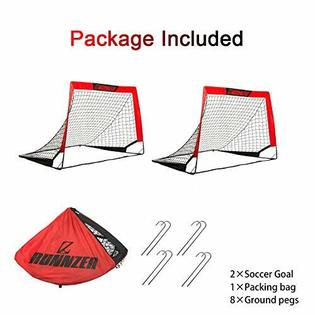 RUNNZER Portable Pop Up Soccer Goal Nets for Backyard Training, Set of 2 with Carry Case RUNNZER Portable Pop Up Soccer Goal Nets for Backyard Training, Set of 2 with Carry Case