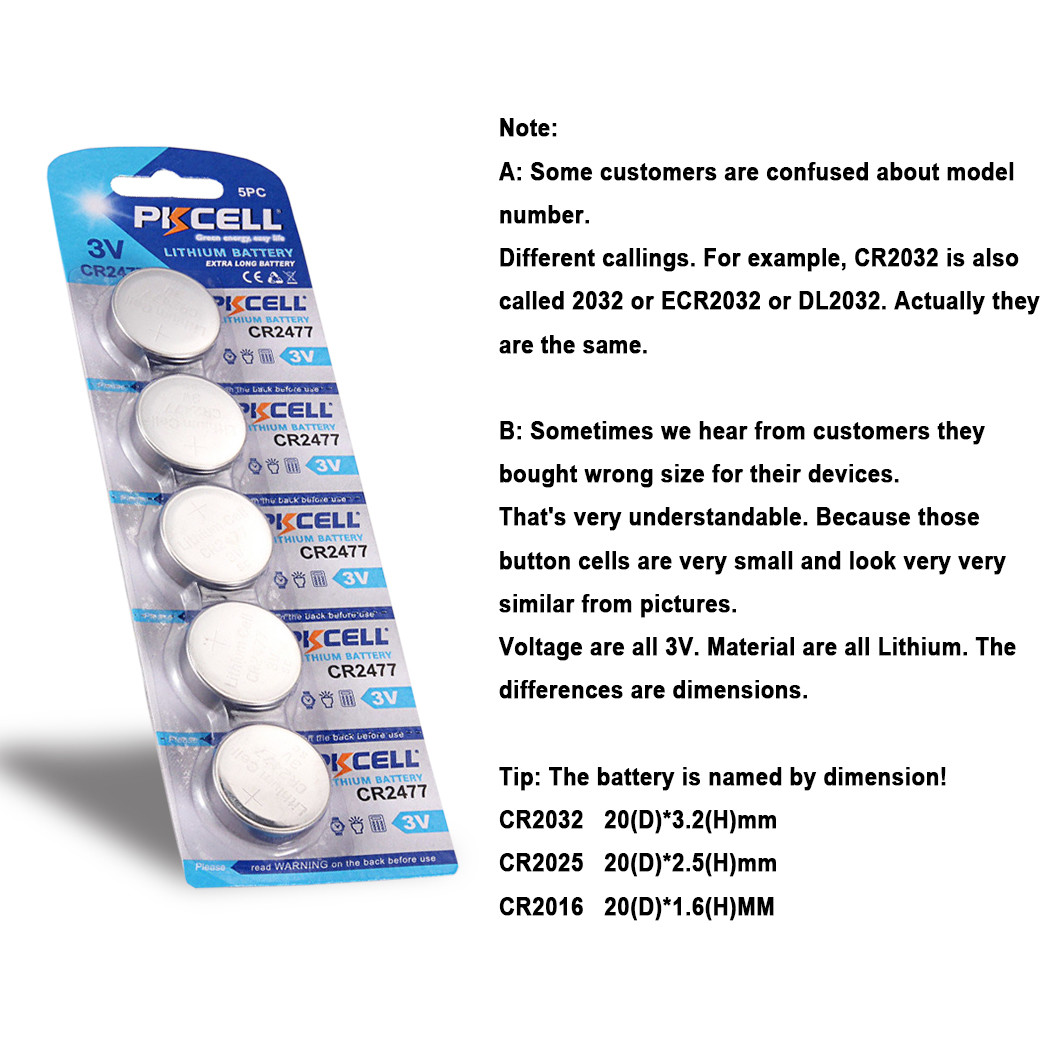 Pkcell 50x Cr2477 Cr 2477 3v Lithium Batteries Cell Button Coin Battery Br2477 Ecr2477