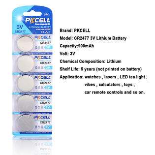 Pkcell 50x Cr2477 Cr 2477 3v Lithium Batteries Cell Button Coin Battery Br2477 Ecr2477