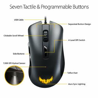 Asus Asus Asus Tuf M3 Aura Sync Rgb Gaming Mouse Optical Sensor Lightweigh 7000dpi Gray Ps Asus Asus Asus Tuf M3 Aura Sync Rgb Gaming Mouse Optical Sensor Lightweigh 7000dpi Gray Ps