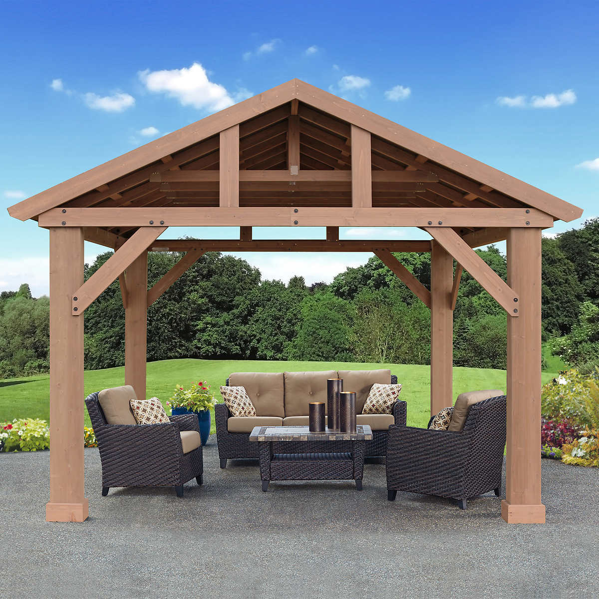 Yardistry YM12949 GAZEBO PAVILION CEDAR OUTDOOR SHELTER ... Yardistry YM12949 GAZEBO PAVILION CEDAR OUTDOOR SHELTER ... on Yardistry Backyard Pavilion id=45963