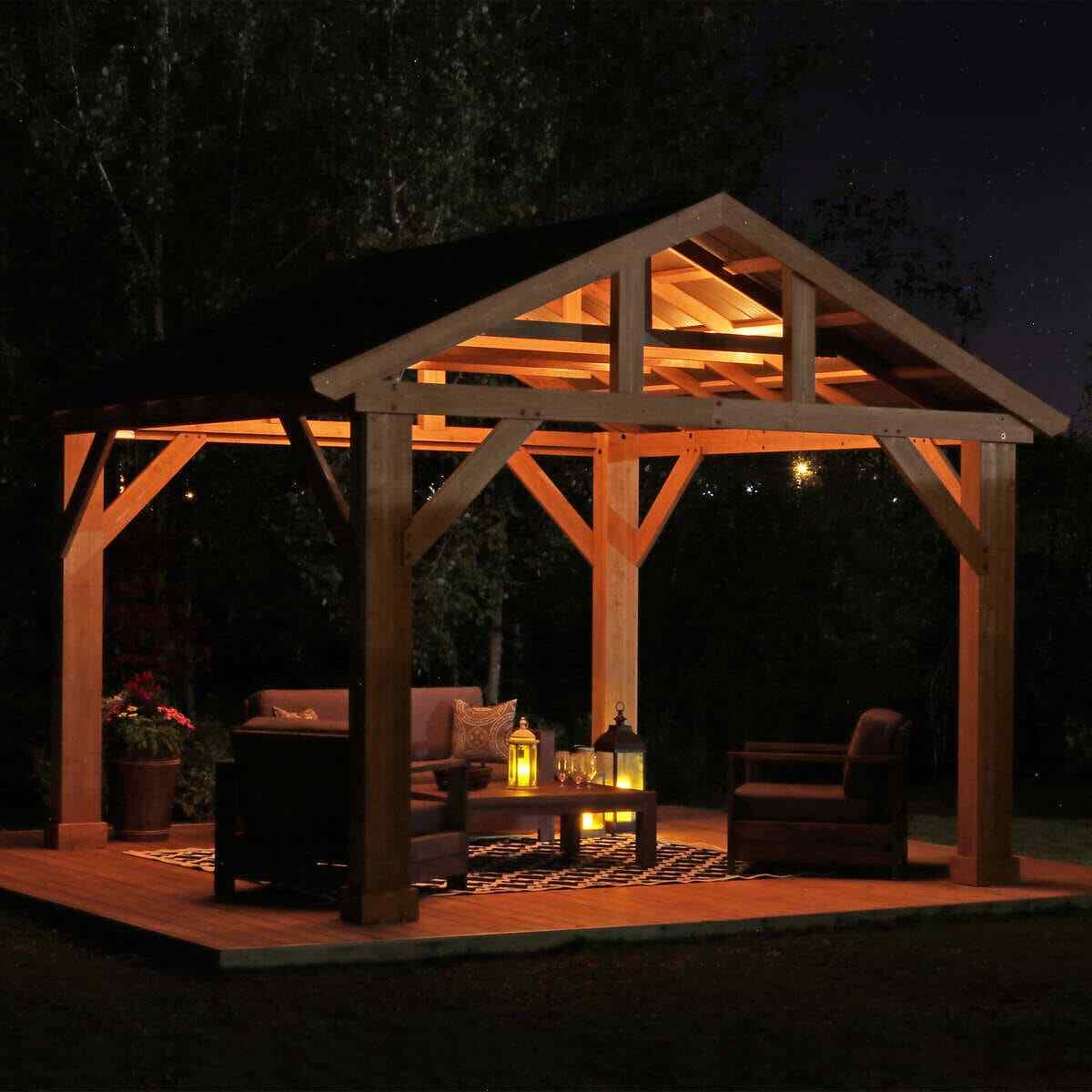 Yardistry YM12949 GAZEBO PAVILION CEDAR OUTDOOR SHELTER ... Yardistry YM12949 GAZEBO PAVILION CEDAR OUTDOOR SHELTER ... on Yardistry Backyard Pavilion id=74999