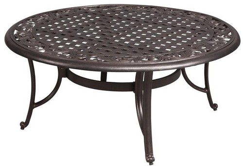 Hampton Bay Patio Hampton Bay Patio Round Coffee Table Low Legs Lattice Checkered Top Outdoor Furniture Dark