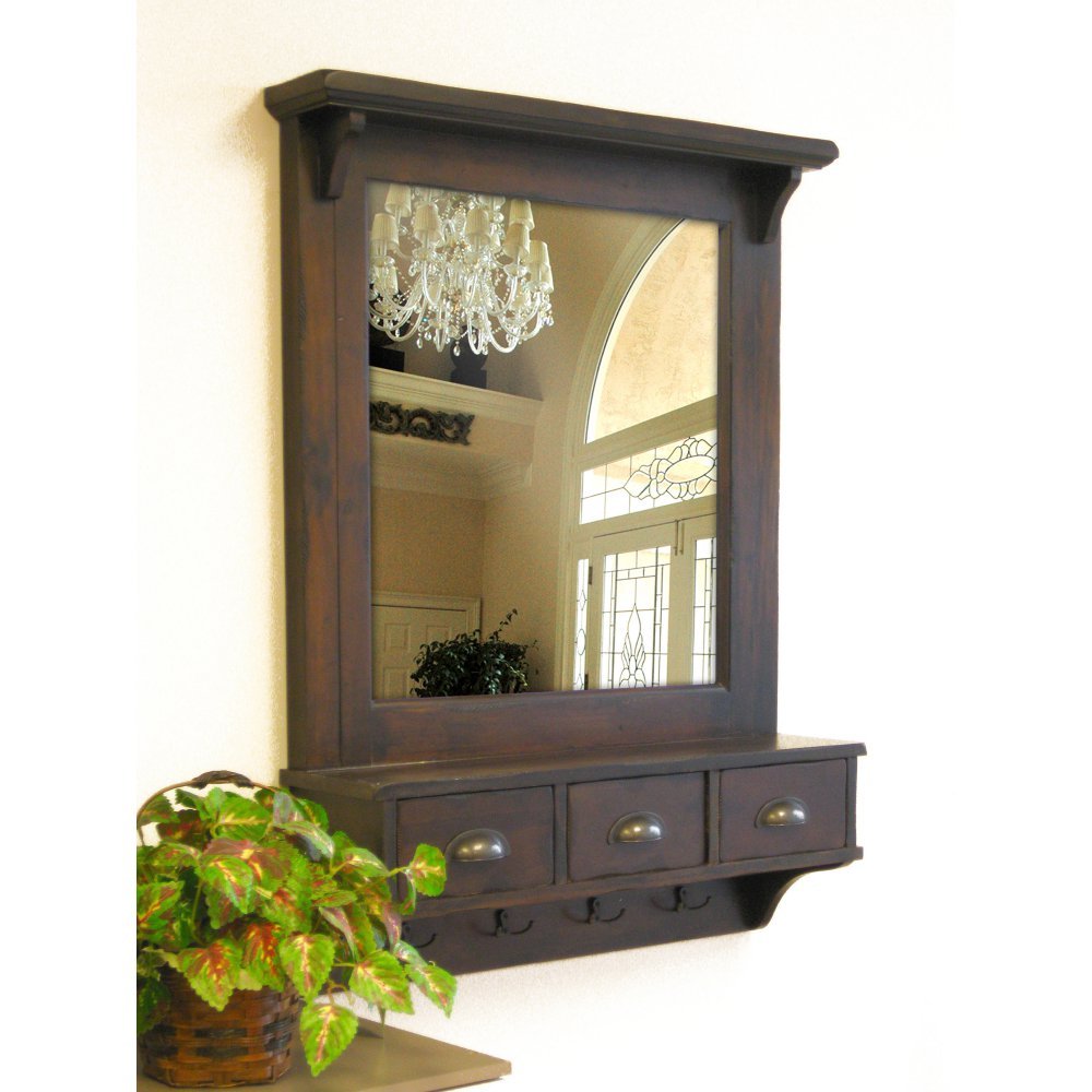 Proman Mirrors For Wall Entryway Mirror With Hooks Drawer Storage