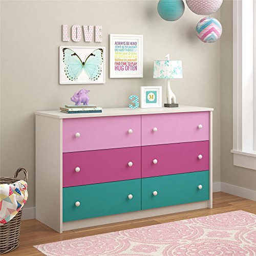 Cosco 6 Drawer Dresser For Girls Clothing Closet Organizer