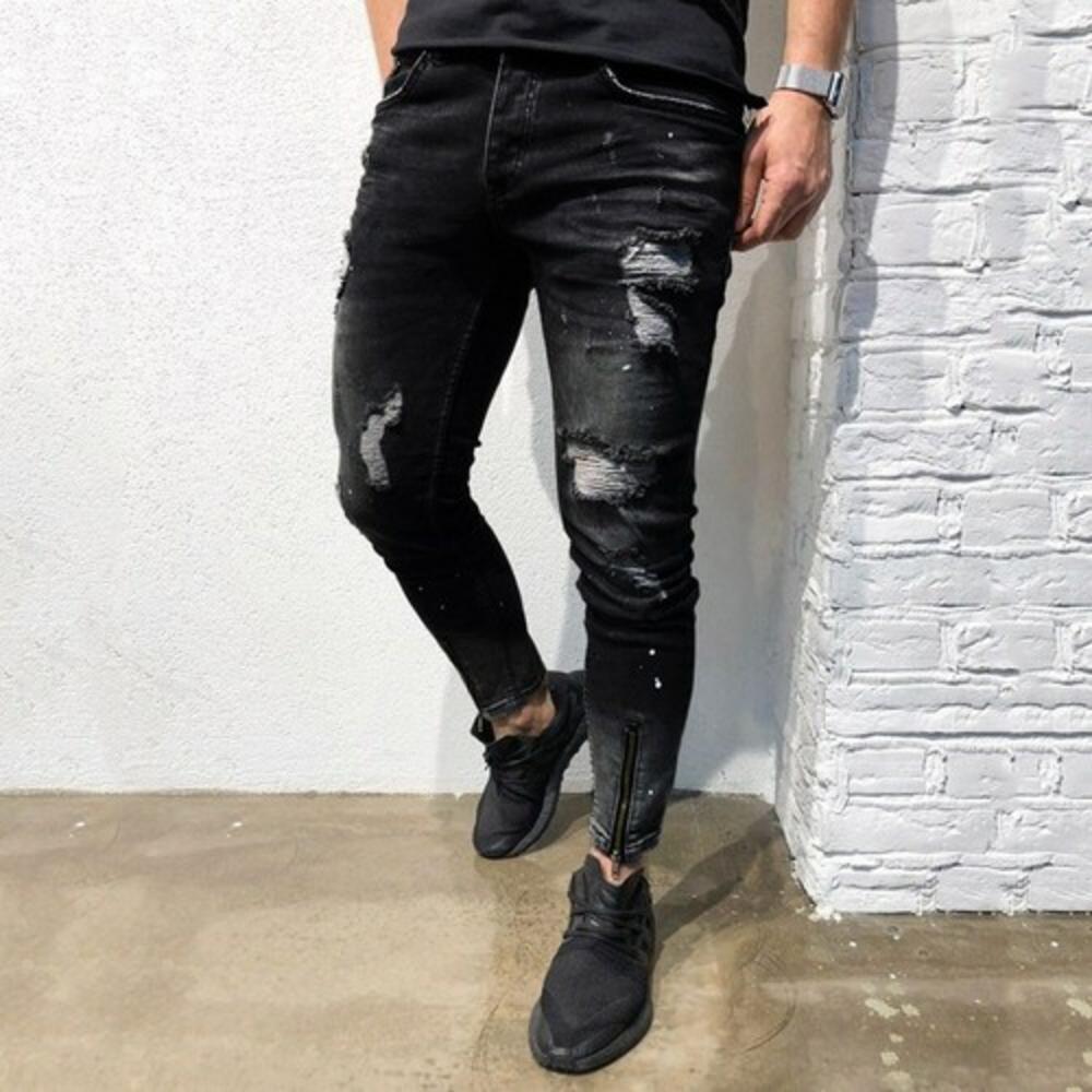 Ripped Jeans For Slim Men Strech Pantalon Jeans Rasgados Para