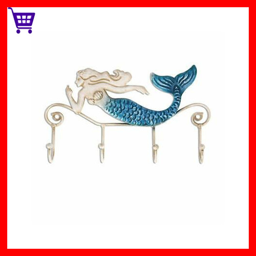 Tooarts Wall Mounted Key Holder Iron Mermaid Wall Decoration