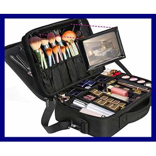 Matein Professional Makeup Bag Large Travel Cosmetic Train Case W Mirror For Women Wate