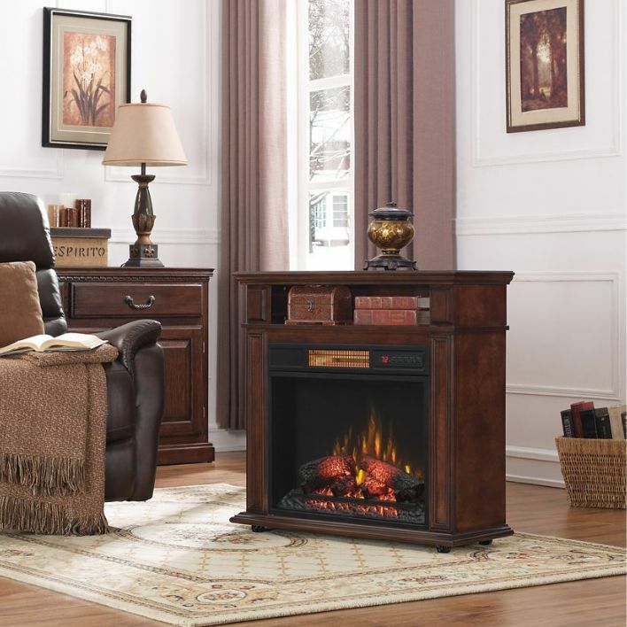 Duraflame Infragen Rolling Mantel Electric Fireplace Walnut Brown