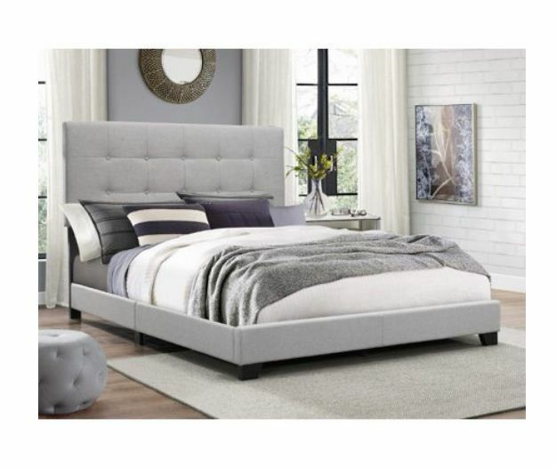 Crown King Size Platform Bed Frame W Tufted Headboard Gray Upholstered Beds Wood Crown King Size Platform Bed Frame W, King Bed Frame Tufted Headboard