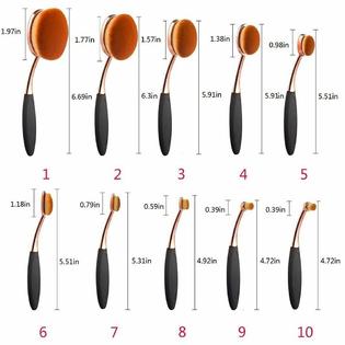 Yoseng Artis Elite Dupe Makeup Brushes Set Professional Oval Foundation Contour 10pcs