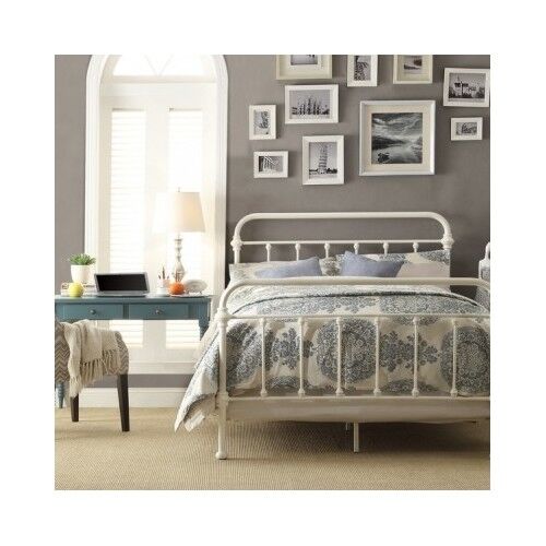 Lark Manor Queen Size Bed Vintage, Metal Bed Frame Queen Size With Vintage Headboard And Footboard