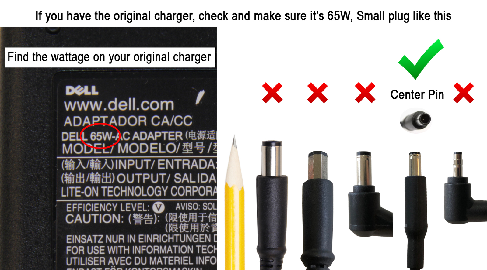 Dell Genuine Dell Inspiron 15 5566 7558 7560 7568 7569 7579 65w Charger Power Adapter