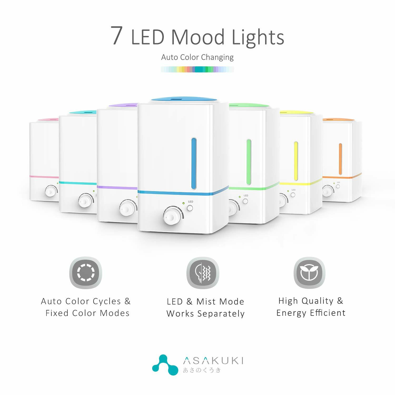 Asakuki Large Room Essential Oil Diffuser Humidifier 1500ml