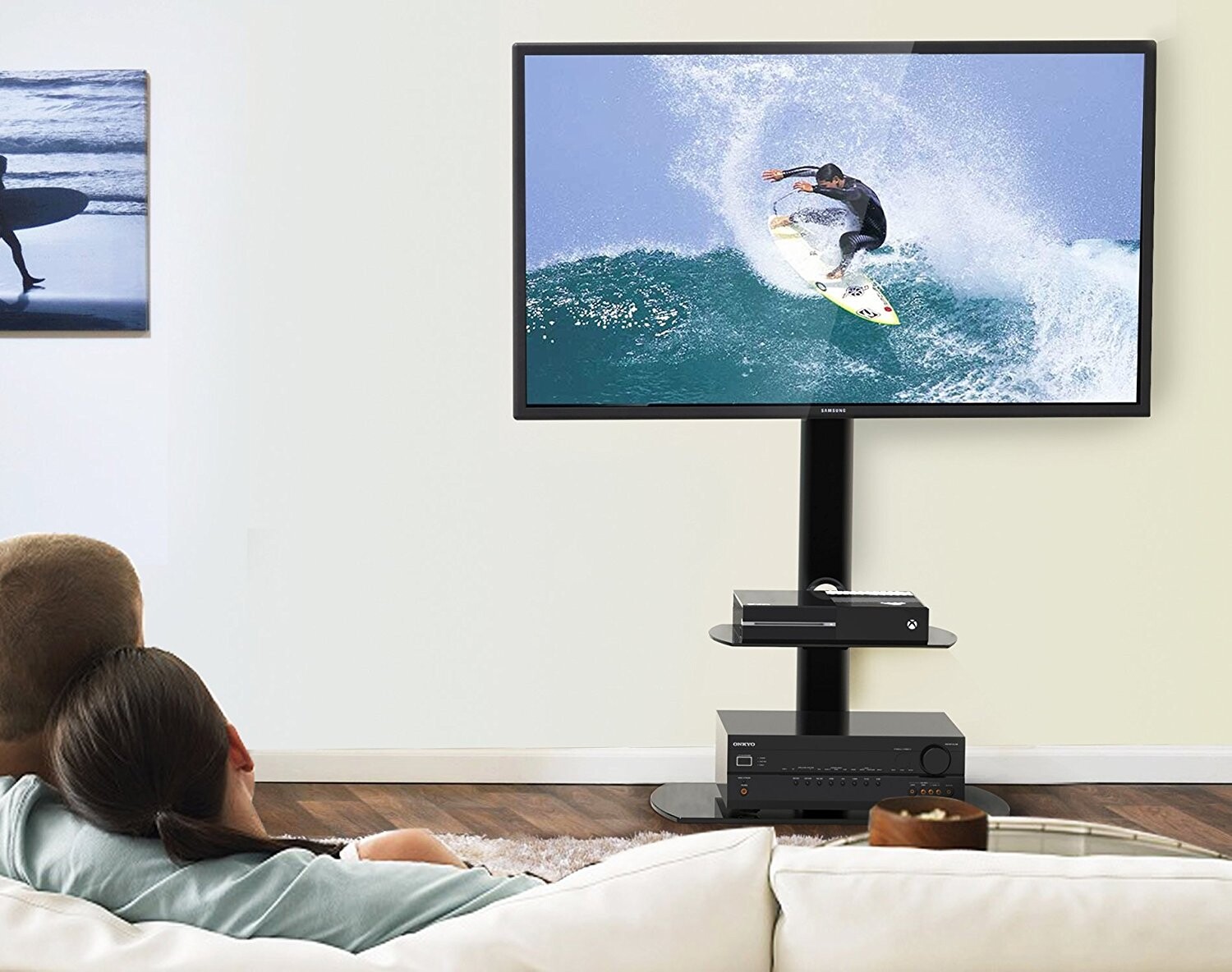 Fitueyes Wall Mount Tv Stand Furniture Swivel Floor Shelves