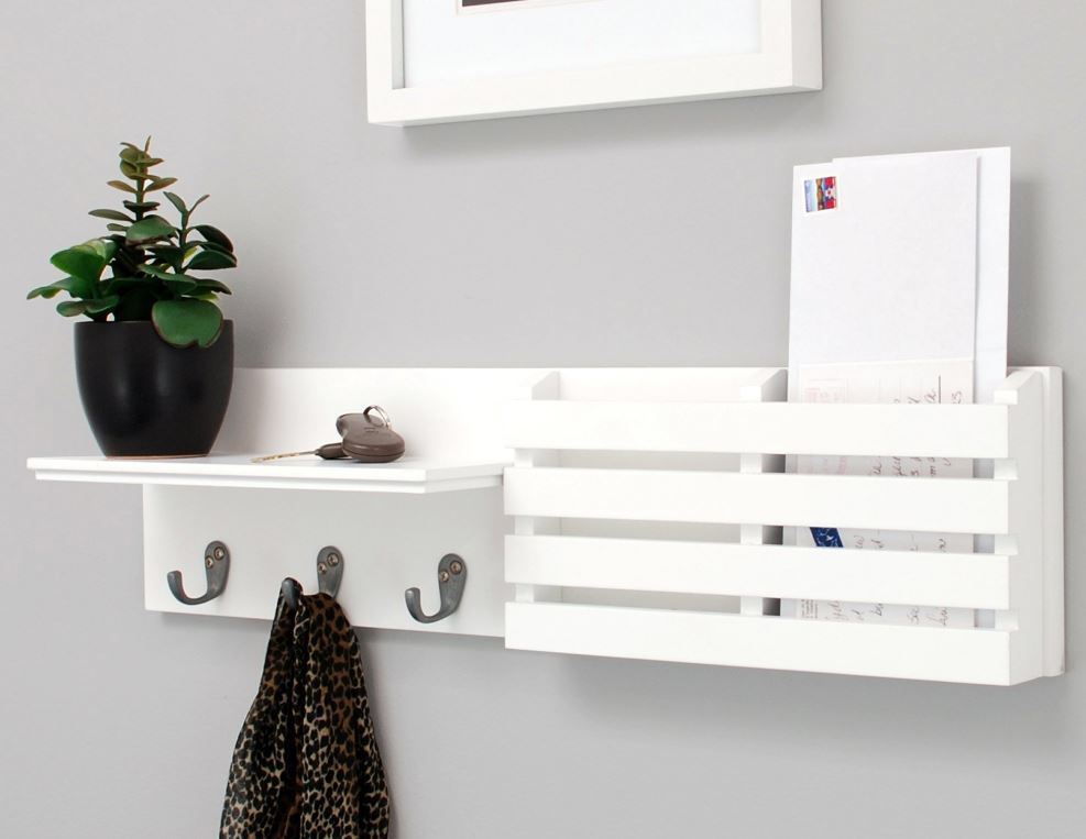 Home Goods White Key Holder Mail Rack Wall Mount Organizer Letter Mail Rack Wall Mount Organizer Letter
