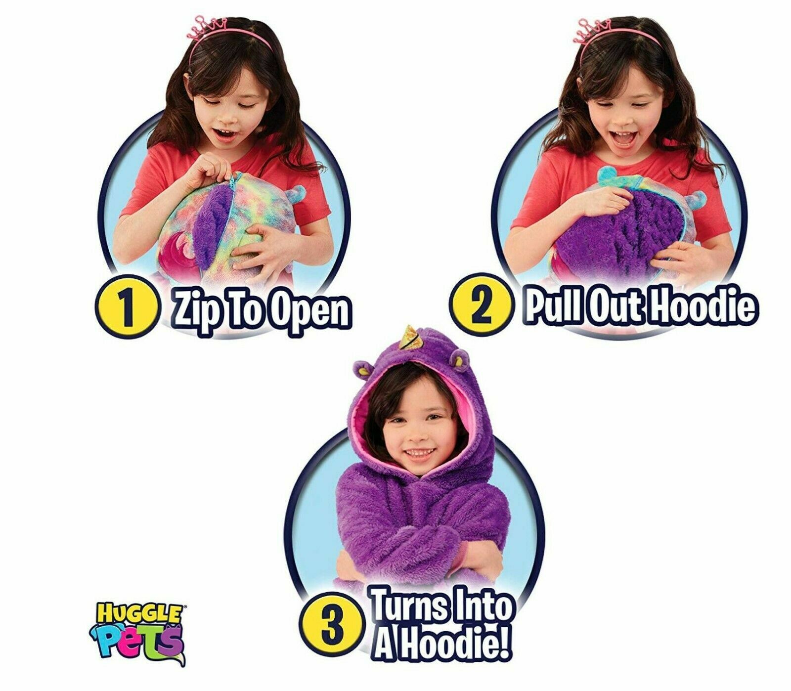 Huggle Pets Animal Hoodie Aubrey The Magical Unicorn Children 3 11 Years 735541709272 Ebay